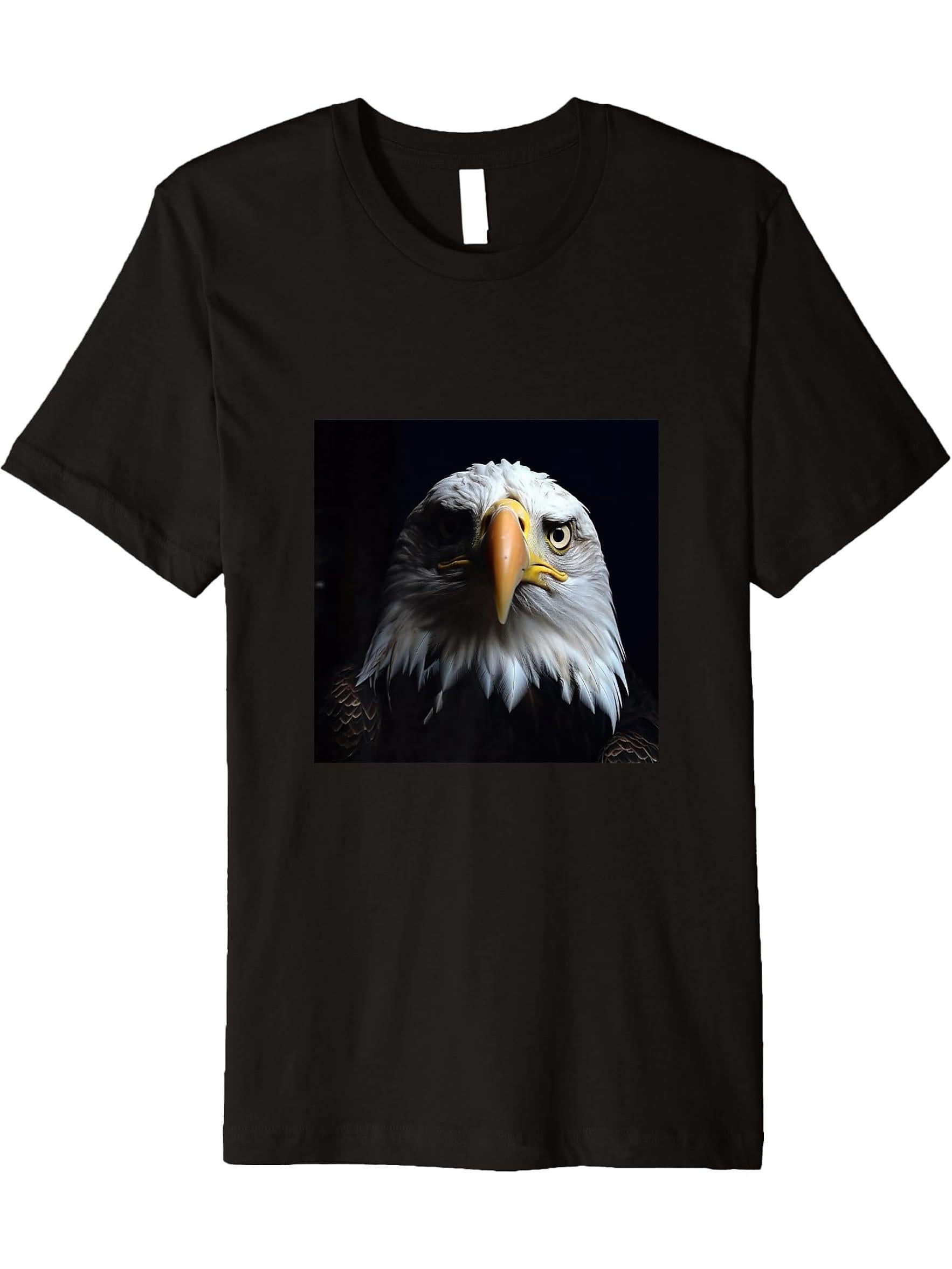 Eagle Bald Premium T-Shirt 180G 100% Cotton Printed Round Neck Short-Sleeve T-Shirt, Gifts for Men Dad Husband Grandpa, S-XXXL, Black