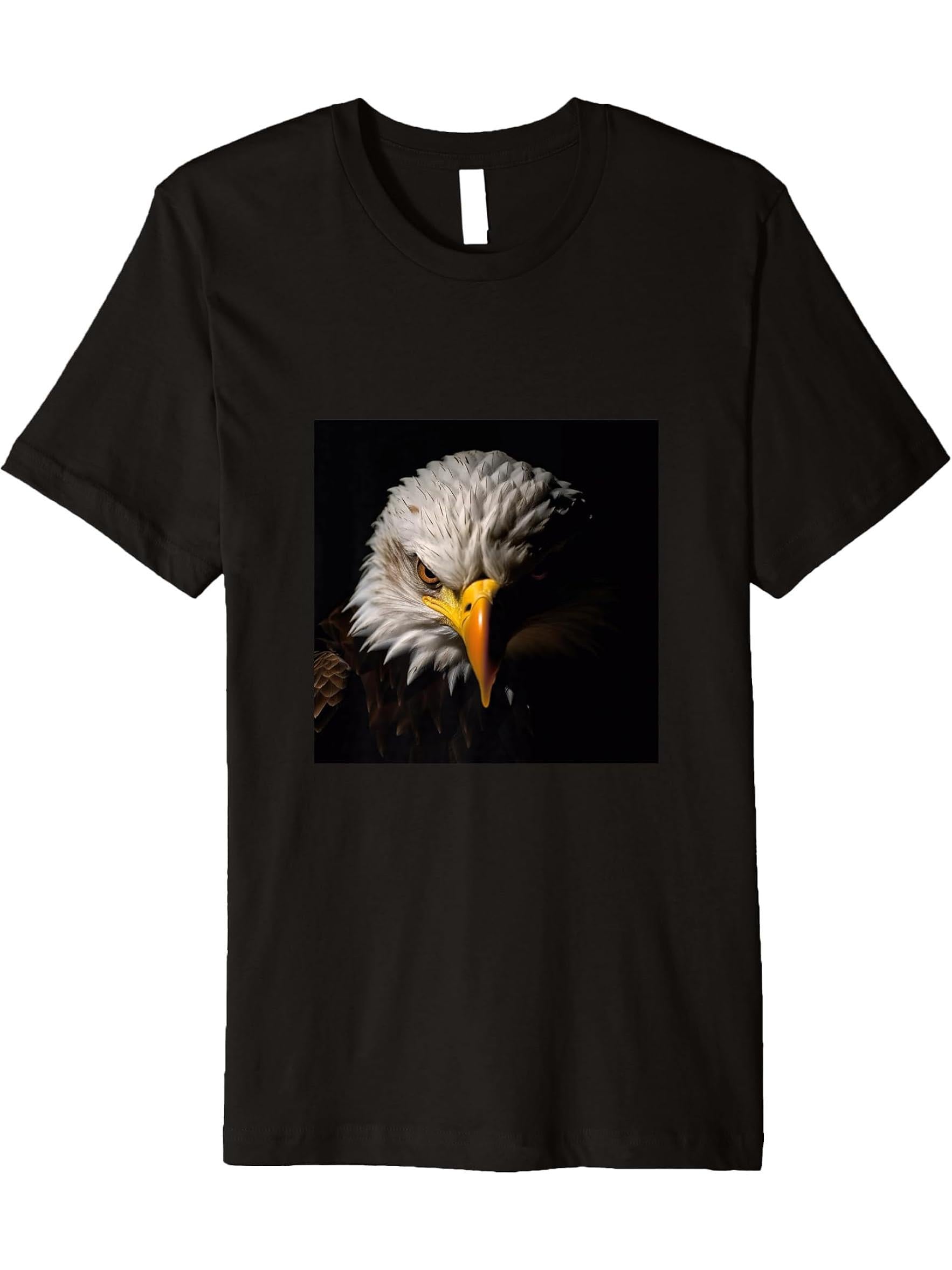 Eagle Bald Premium T-Shirt 180G 100% Cotton Printed Round Neck Short-Sleeve T-Shirt, Gifts for Men Dad Husband Grandpa, S-XXXL, Black