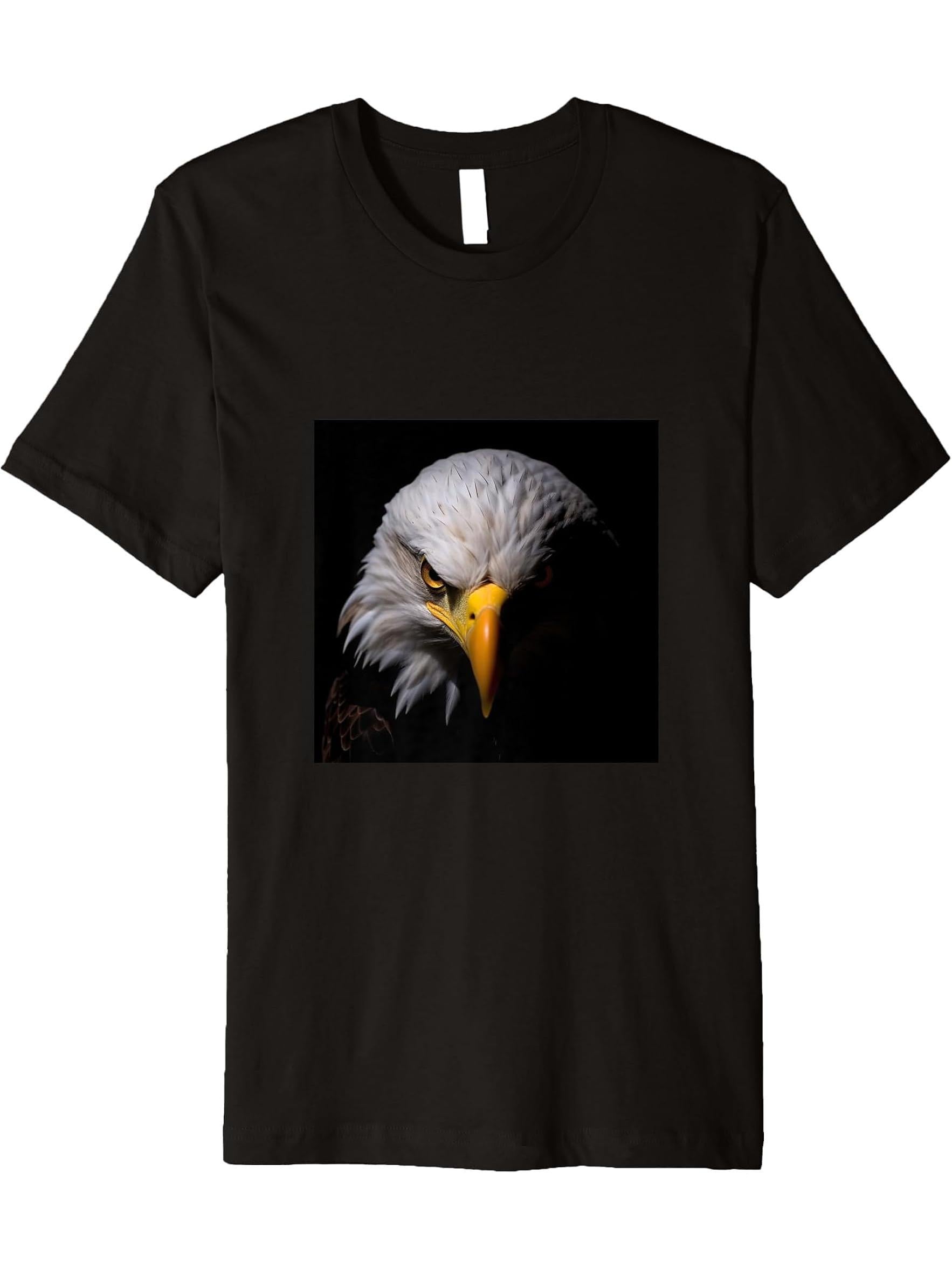 Eagle Bald Premium T-Shirt 180G 100% Cotton Printed Round Neck Short-Sleeve T-Shirt, Gifts for Men Dad Husband Grandpa, S-XXXL, Black