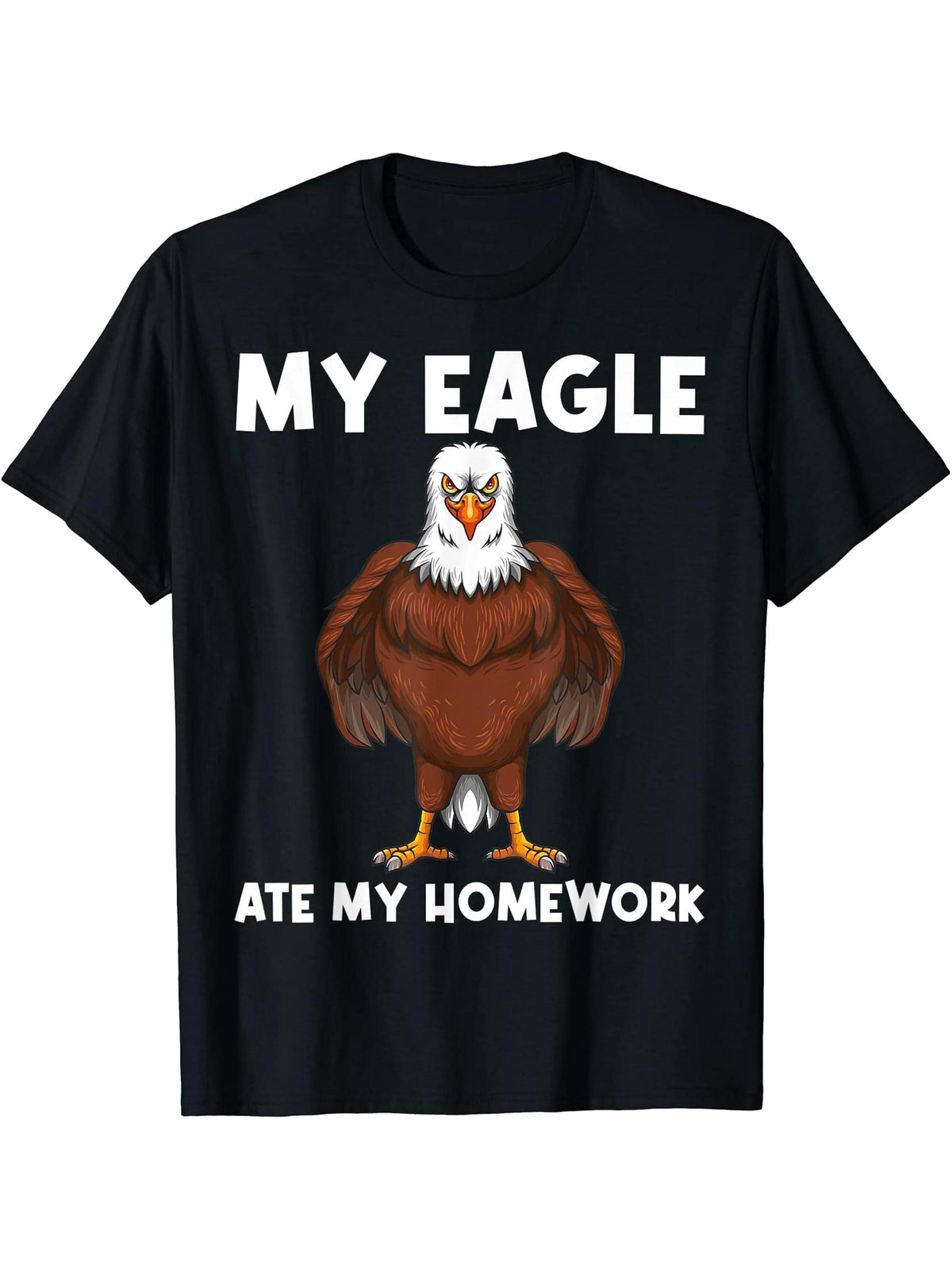Cool Eagle Design For Boy Girl Boys Bald Eagle Animal Bird Lover T-Shirt 180G 100% Cotton Printed Round Neck Short-Sleeve T-Shirt, Gifts for Men Dad Husband Grandpa, S-XXXL, Black