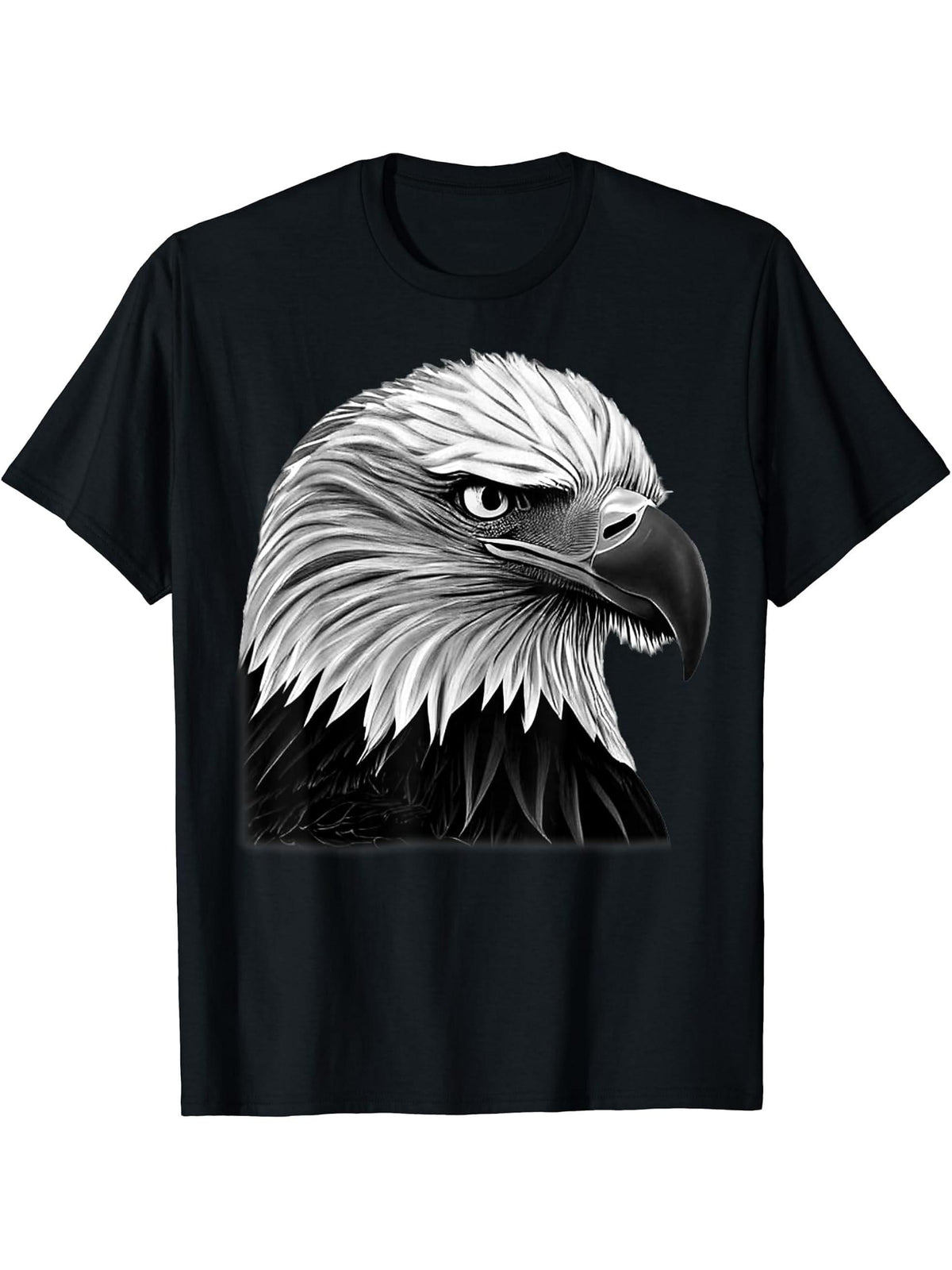 Bald Eagle American National Symbol Animal Patriotic Freedom T-Shirt 180G 100% Cotton Printed Round Neck Short-Sleeve T-Shirt, Gifts for Men Dad Husband Grandpa, S-XXXL, Black
