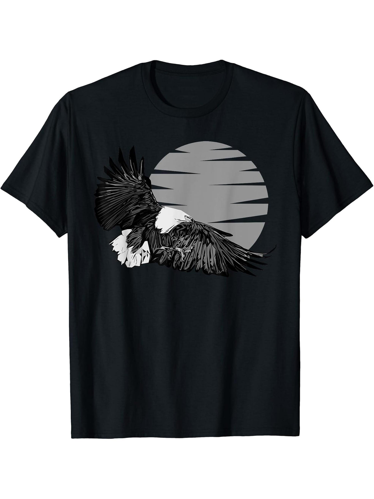 Bald Eagle American National Symbol Animal Patriotic Freedom T-Shirt 180G 100% Cotton Printed Round Neck Short-Sleeve T-Shirt, Gifts for Men Dad Husband Grandpa, S-XXXL, Black