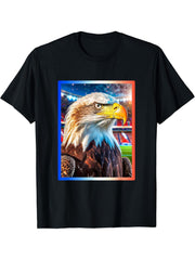 American football royal bald eagle design T-Shirt 180G 100% Cotton Printed Round Neck Short-Sleeve T-Shirt, Gifts for Men Dad Husband Grandpa, S-XXXL, Black