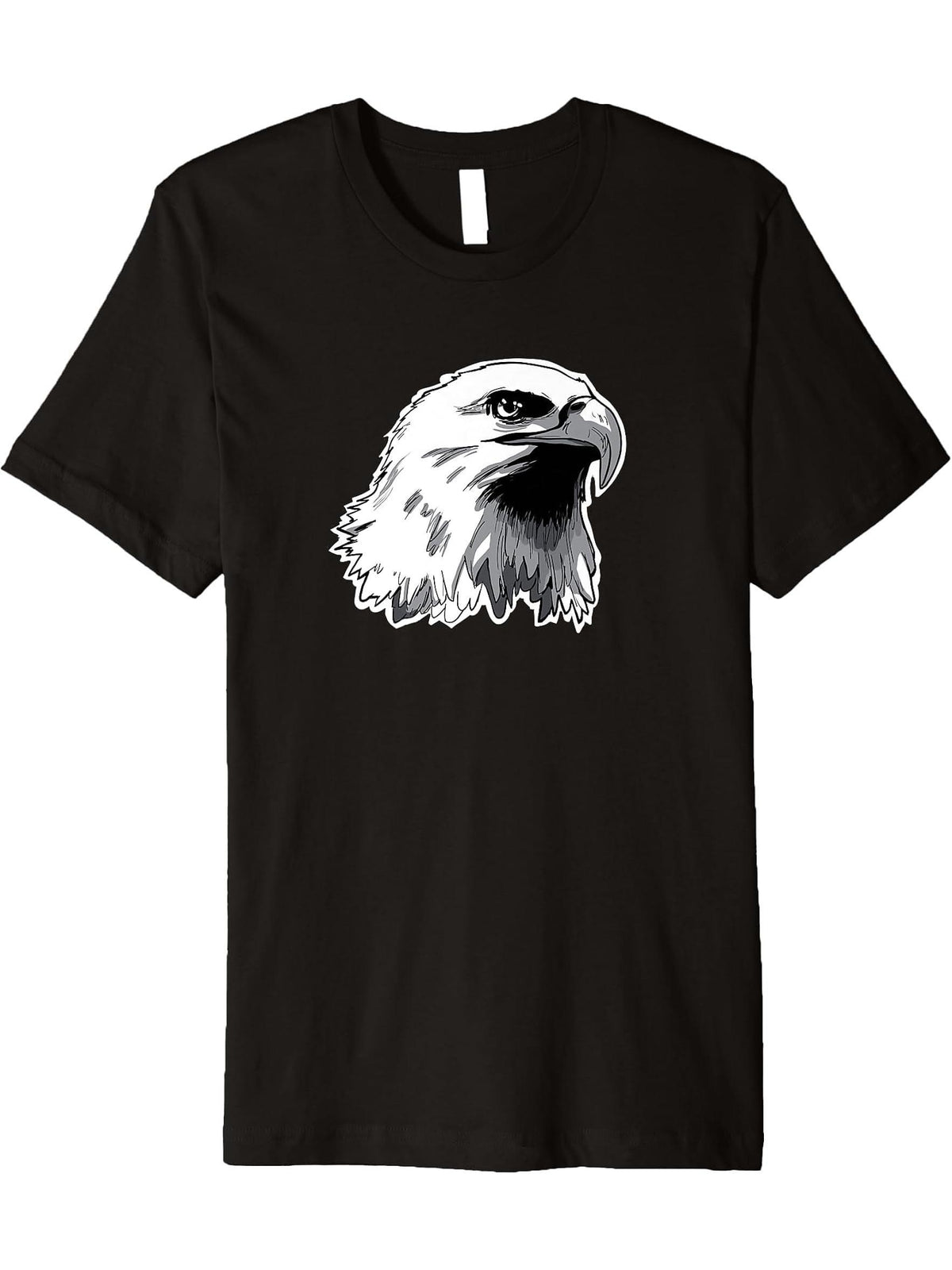 American Bald Eagle novelty Patriotic Bald Eagle Face Premium T-Shirt 180G 100% Cotton Printed Round Neck Short-Sleeve T-Shirt, Gifts for Men Dad Husband Grandpa, S-XXXL, Black