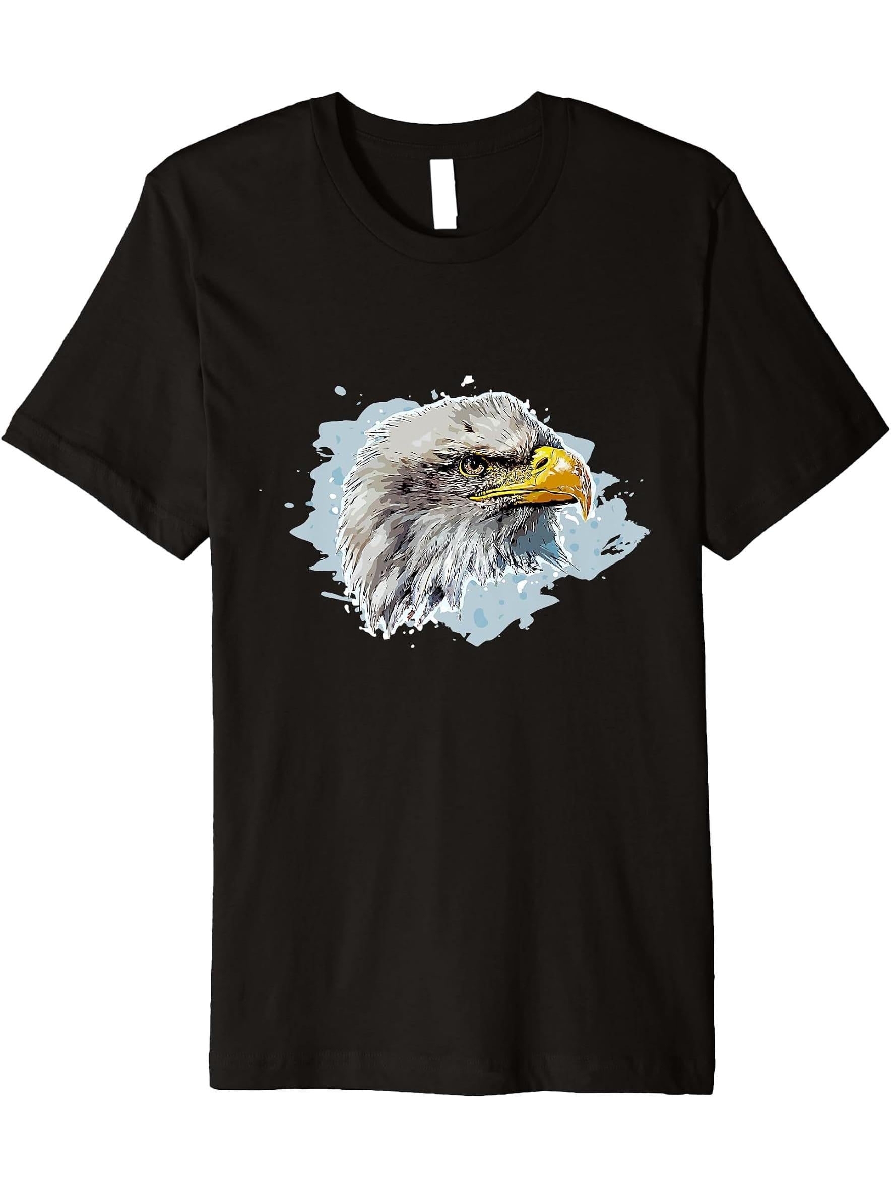Cute Bald Eagle Head Black Art For Lovers Eagles Birds Premium T-Shirt 180G 100% Cotton Printed Round Neck Short-Sleeve T-Shirt, Gifts for Men Dad Husband Grandpa, S-XXXL, Black