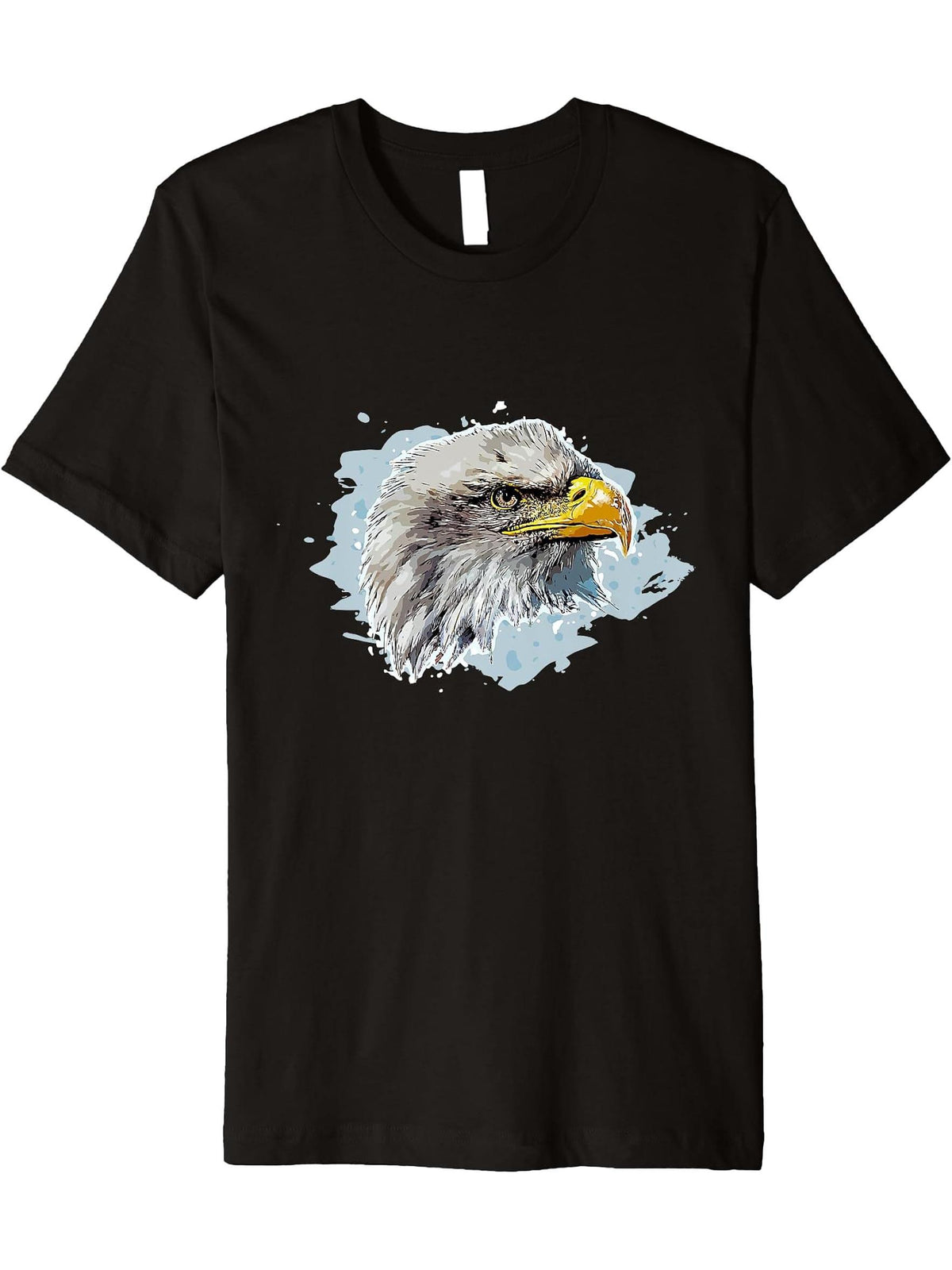 Cute Bald Eagle Head Black Art For Lovers Eagles Birds Premium T-Shirt 180G 100% Cotton Printed Round Neck Short-Sleeve T-Shirt, Gifts for Men Dad Husband Grandpa, S-XXXL, Black