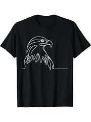 Bald Eagle Raptor Line Art Bird Art Ornithologist T-Shirt 180G 100% Cotton Printed Round Neck Short-Sleeve T-Shirt, Gifts for Men Dad Husband Grandpa, S-XXXL, Black