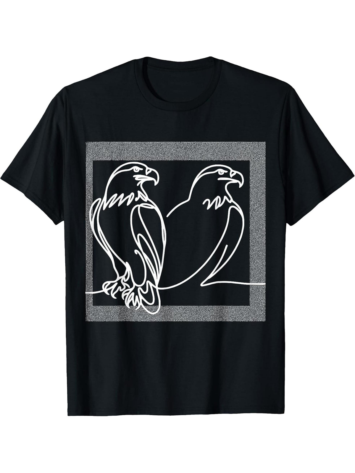 Bald Eagle Raptor Line Art Bird Art Ornithologist T-Shirt 180G 100% Cotton Printed Round Neck Short-Sleeve T-Shirt, Gifts for Men Dad Husband Grandpa, S-XXXL, Black
