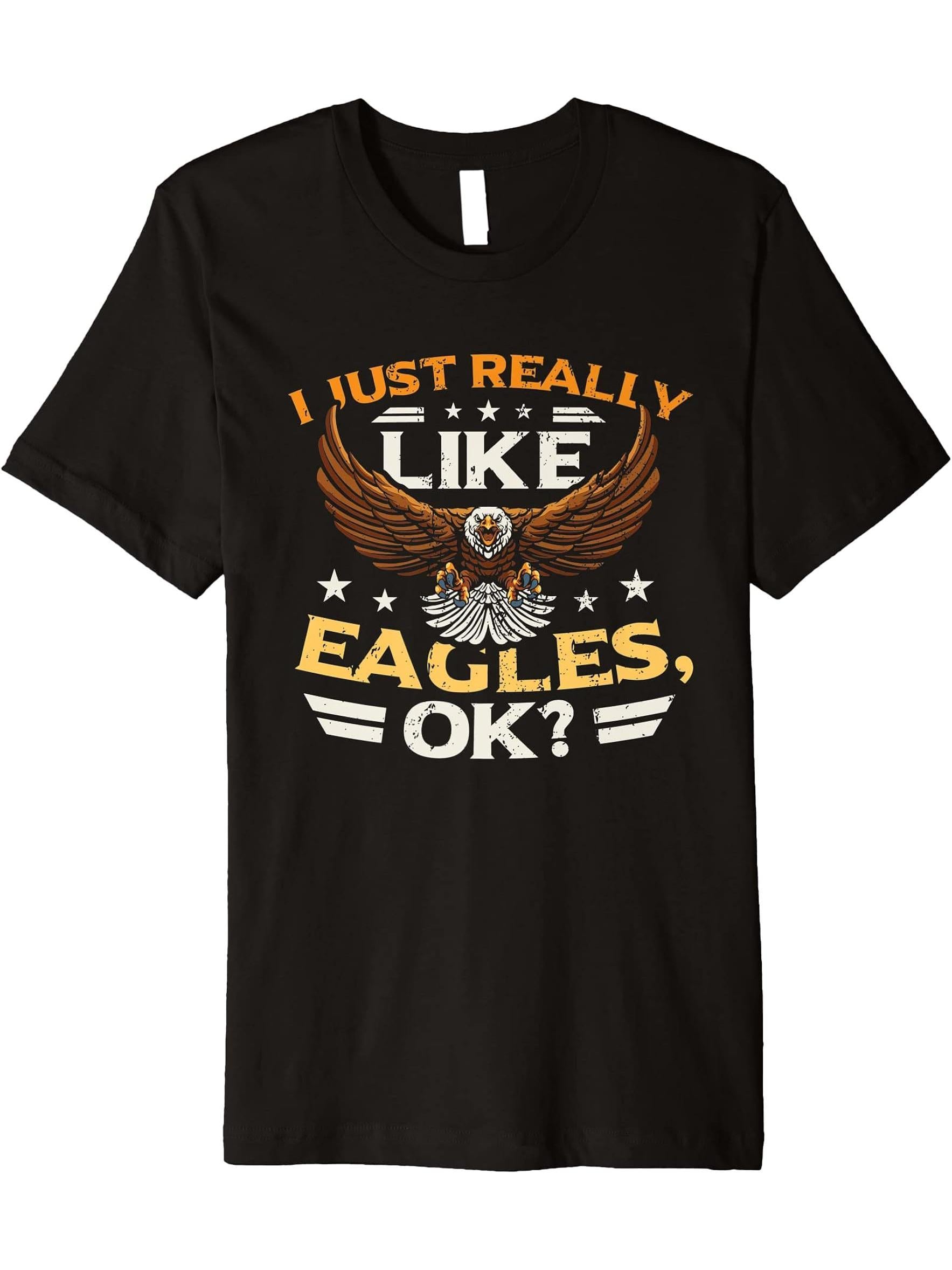 I Just Really Like Eagle American Bald Eagle Premium T-Shirt 180G 100% Cotton Printed Round Neck Short-Sleeve T-Shirt, Gifts for Men Dad Husband Grandpa, S-XXXL, Black