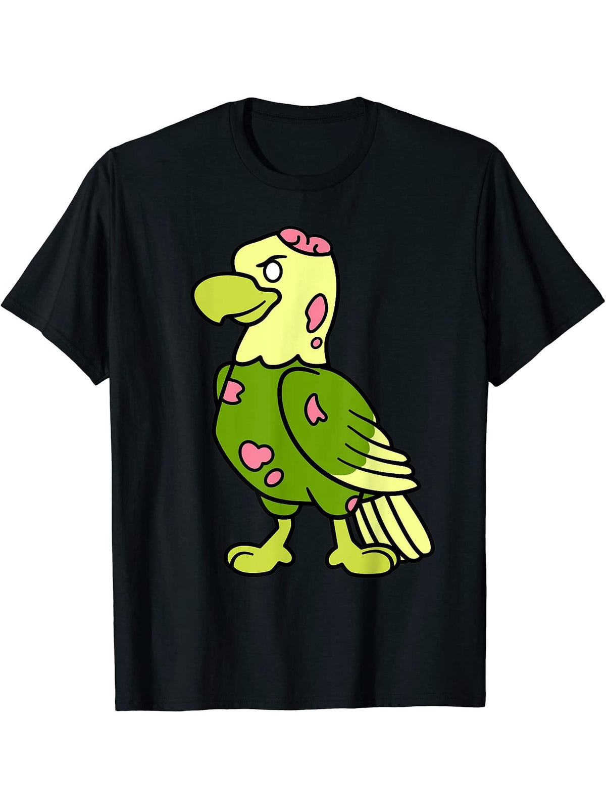 Funny Bald Eagle Zombie Halloween Animal Bird Lover Graphic T-Shirt 180G 100% Cotton Printed Round Neck Short-Sleeve T-Shirt, Gifts for Men Dad Husband Grandpa, S-XXXL, Black