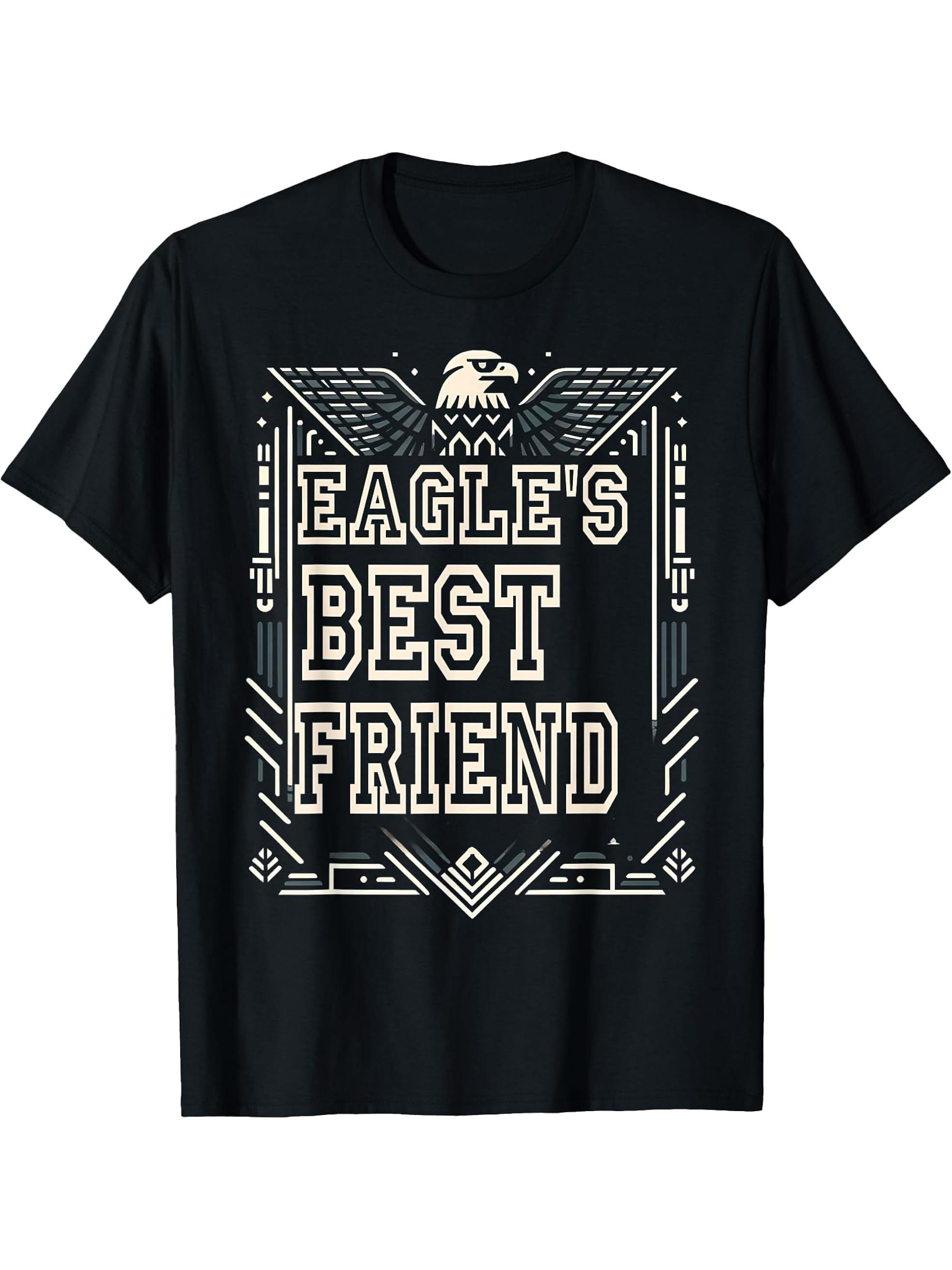 Eagle Best Friend USA America Patriotic Bald Eagle Bird T-Shirt 180G 100% Cotton Printed Round Neck Short-Sleeve T-Shirt, Gifts for Men Dad Husband Grandpa, S-XXXL, Black