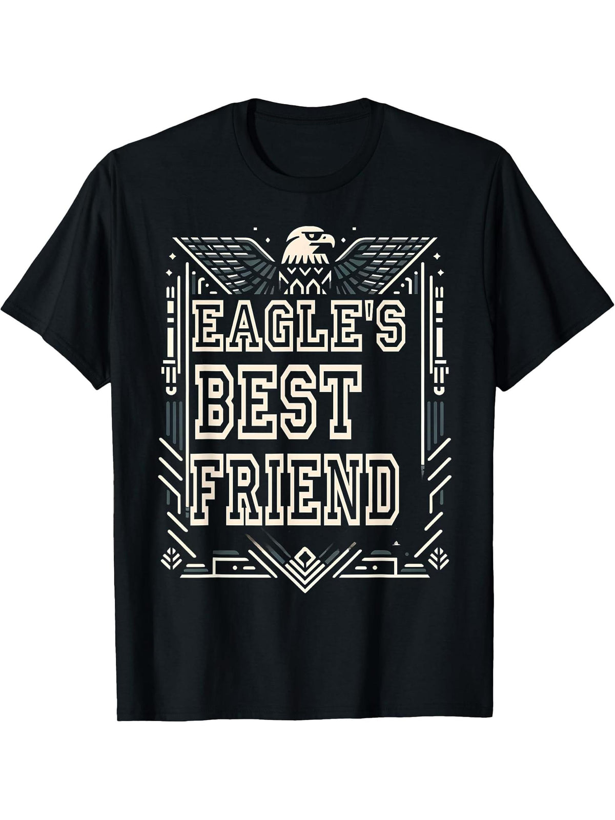 Eagle Best Friend USA America Patriotic Bald Eagle Bird T-Shirt 180G 100% Cotton Printed Round Neck Short-Sleeve T-Shirt, Gifts for Men Dad Husband Grandpa, S-XXXL, Black