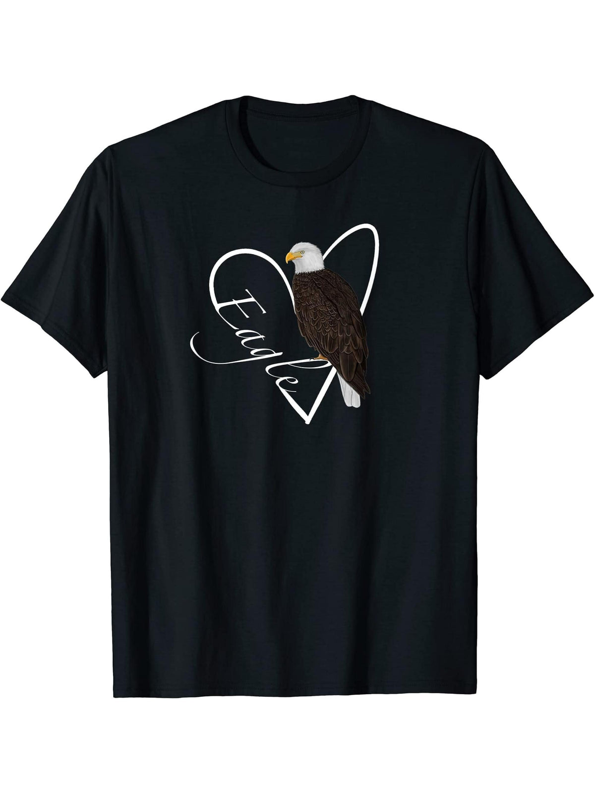 Bald Eagle Bird Birdlover Birdwatcher Animal Biologist T-Shirt 180G 100% Cotton Printed Round Neck Short-Sleeve T-Shirt, Gifts for Men Dad Husband Grandpa, S-XXXL, Black