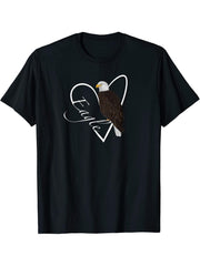 Bald Eagle Bird Birdlover Birdwatcher Animal Biologist T-Shirt 180G 100% Cotton Printed Round Neck Short-Sleeve T-Shirt, Gifts for Men Dad Husband Grandpa, S-XXXL, Black