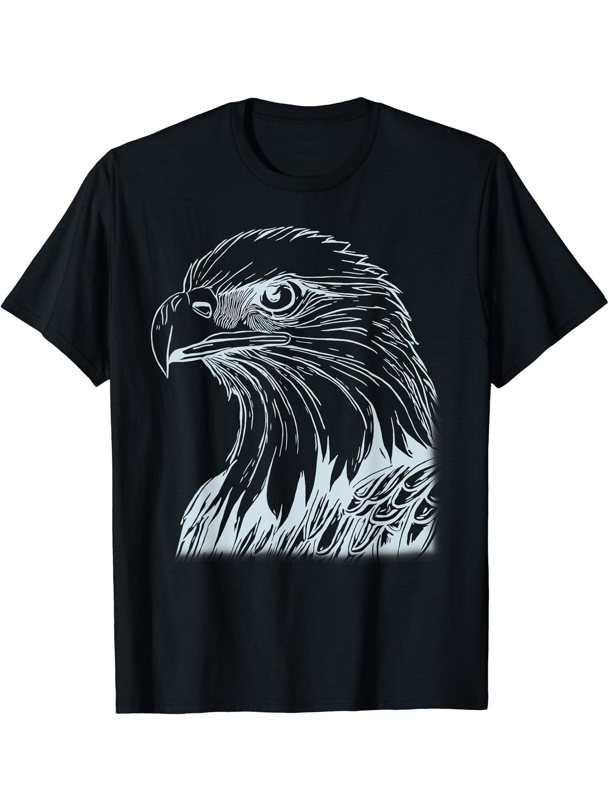 Bald Eagle American National Symbol Animal Patriotic Freedom T-Shirt 180G 100% Cotton Printed Round Neck Short-Sleeve T-Shirt, Gifts for Men Dad Husband Grandpa, S-XXXL, Black