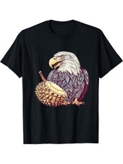 Bald Eagle Eating Durian T-Shirt 180G 100% Cotton Printed Round Neck Short-Sleeve T-Shirt, Gifts for Men Dad Husband Grandpa, S-XXXL, Black
