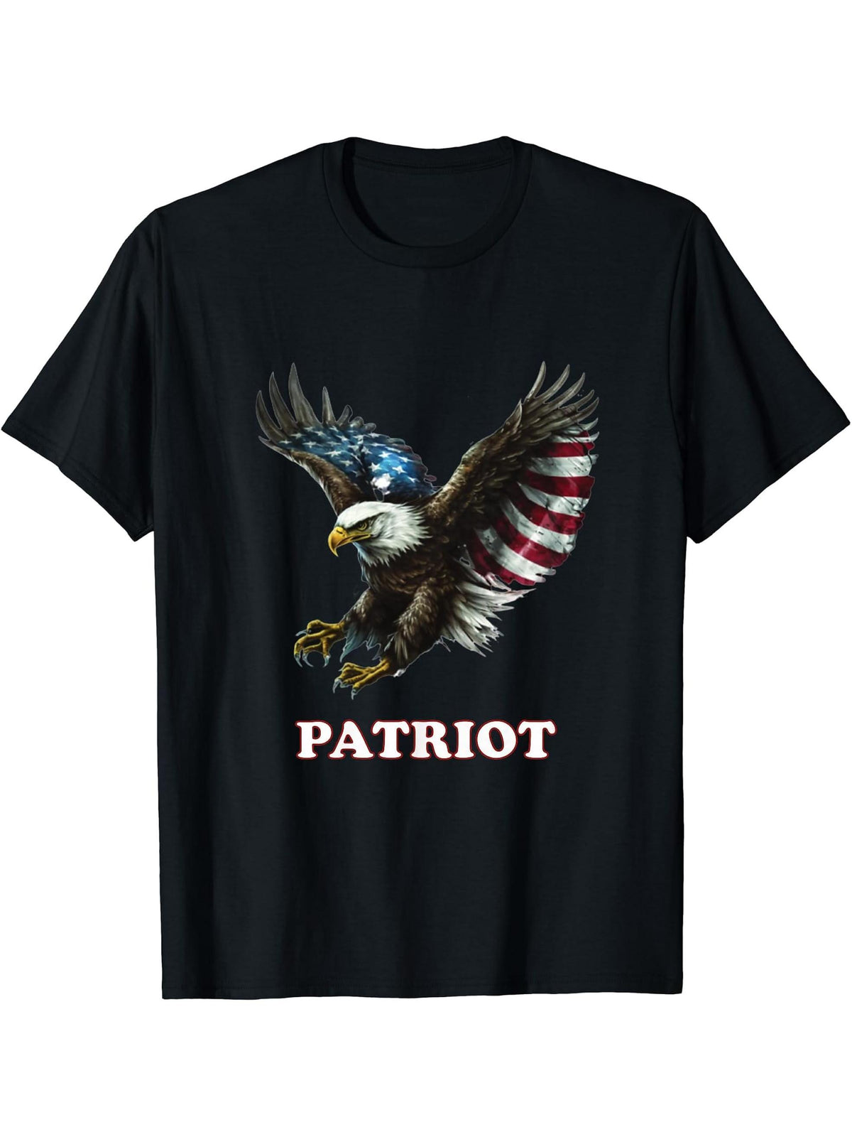 American Bald Eagle, Patriot, God Bless America T-Shirt 180G 100% Cotton Printed Round Neck Short-Sleeve T-Shirt, Gifts for Men Dad Husband Grandpa, S-XXXL, Black