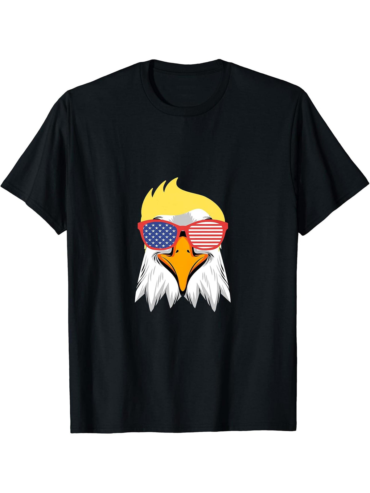 bald eagle, trump americain flag 2024 T-Shirt 180G 100% Cotton Printed Round Neck Short-Sleeve T-Shirt, Gifts for Men Dad Husband Grandpa, S-XXXL, Black