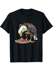 Bald Eagle Eating Lomo Saltado T-Shirt 180G 100% Cotton Printed Round Neck Short-Sleeve T-Shirt, Gifts for Men Dad Husband Grandpa, S-XXXL, Black