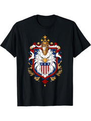 American Bald Eagle Heraldry Patriotic Holiday T-Shirt 180G 100% Cotton Printed Round Neck Short-Sleeve T-Shirt, Gifts for Men Dad Husband Grandpa, S-XXXL, Black