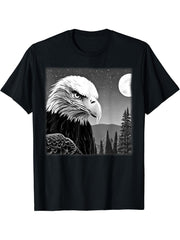 Bald Eagle American National Symbol Animal Patriotic Freedom T-Shirt 180G 100% Cotton Printed Round Neck Short-Sleeve T-Shirt, Gifts for Men Dad Husband Grandpa, S-XXXL, Black
