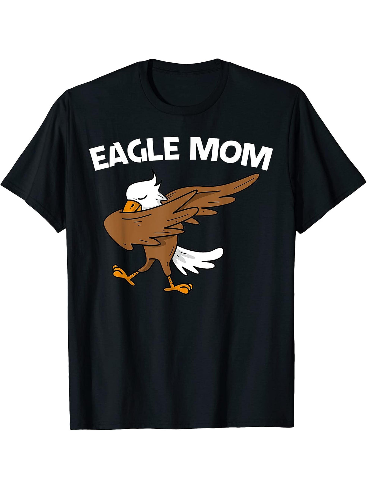 Cool Eagle For Mom Mother Dabbing Bald Flying Animal T-Shirt 180G 100% Cotton Printed Round Neck Short-Sleeve T-Shirt, Gifts for Men Dad Husband Grandpa, S-XXXL, Black