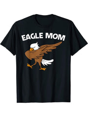 Cool Eagle For Mom Mother Dabbing Bald Flying Animal T-Shirt 180G 100% Cotton Printed Round Neck Short-Sleeve T-Shirt, Gifts for Men Dad Husband Grandpa, S-XXXL, Black
