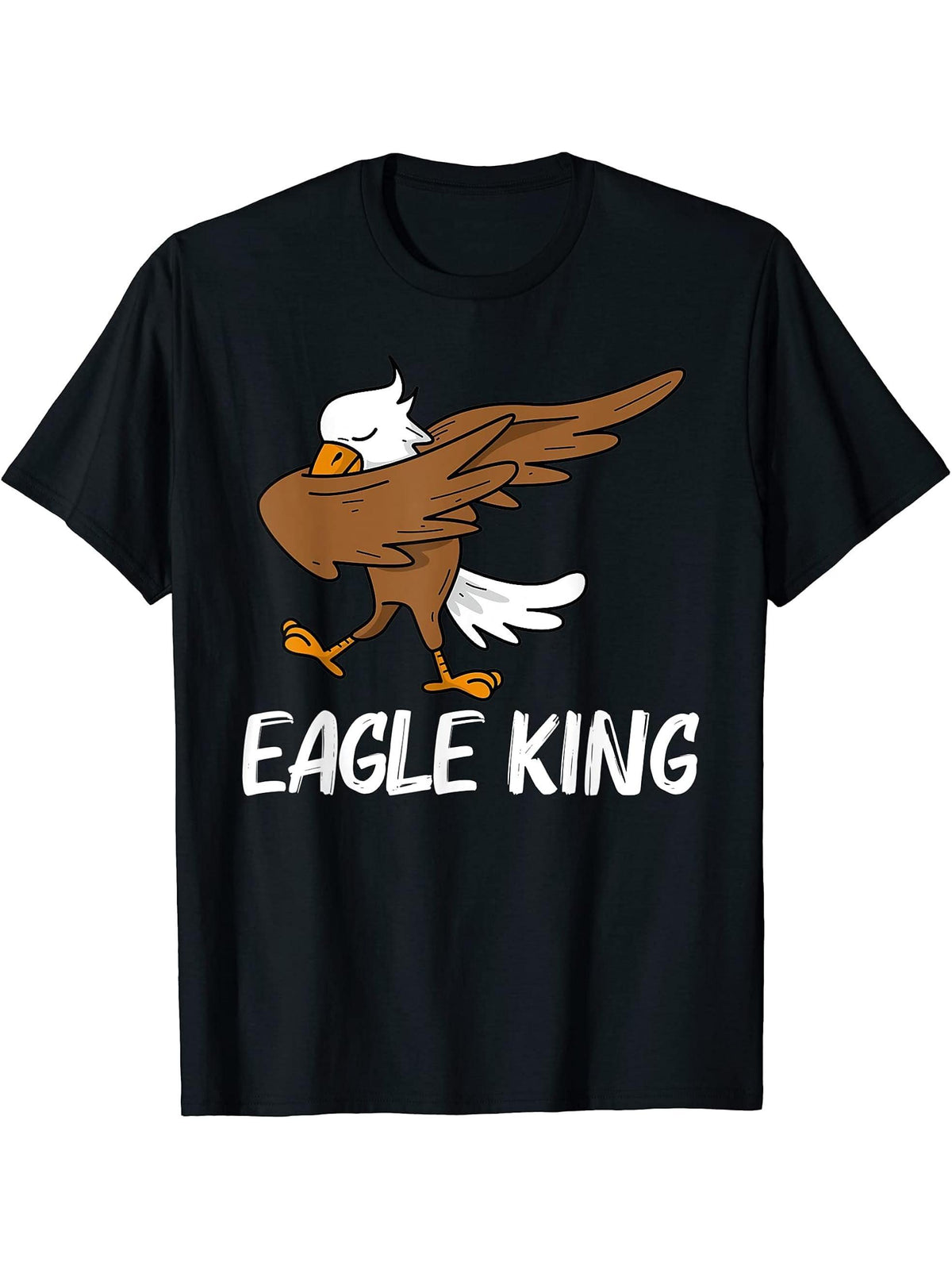 Cool Eagle For Men Dad Dabbing Bald Flying Animal T-Shirt 180G 100% Cotton Printed Round Neck Short-Sleeve T-Shirt, Gifts for Men Dad Husband Grandpa, S-XXXL, Black