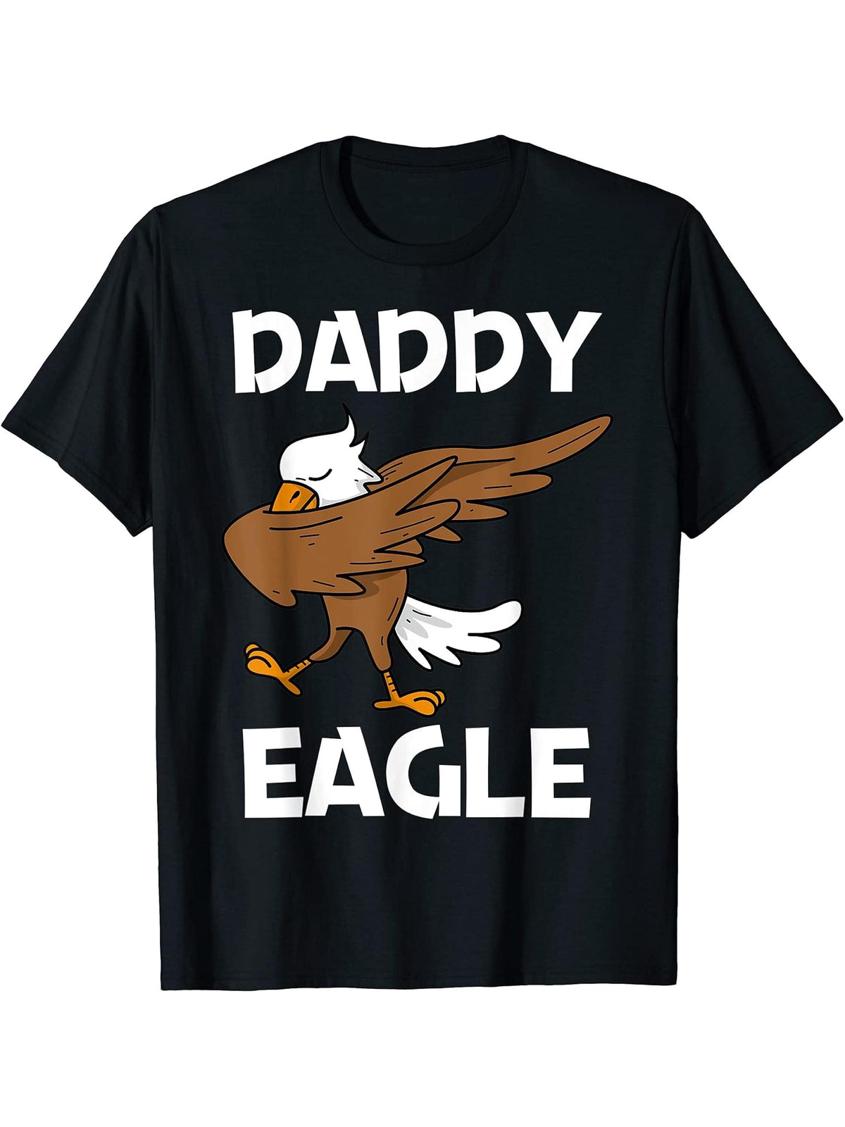 Cool Eagle For Men Dad Dabbing Bald Flying Animal T-Shirt 180G 100% Cotton Printed Round Neck Short-Sleeve T-Shirt, Gifts for Men Dad Husband Grandpa, S-XXXL, Black