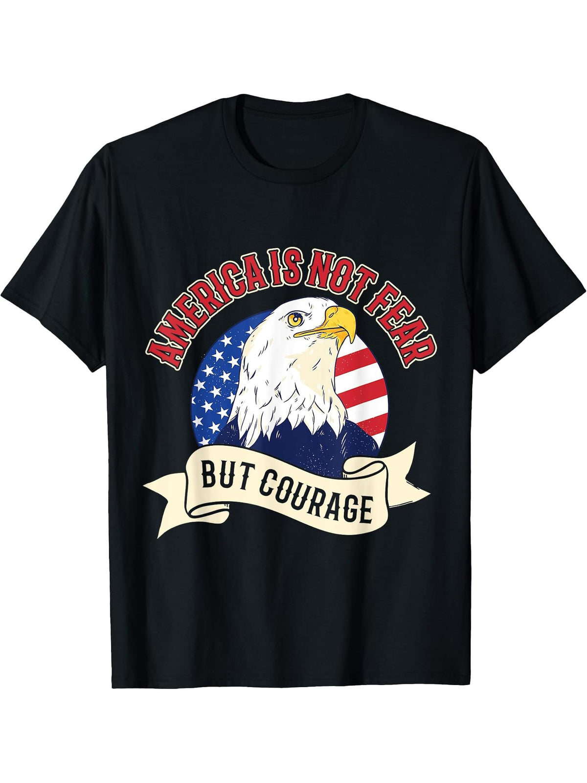 Bald eagle symbolism unbeatable determination human liberty T-Shirt 180G 100% Cotton Printed Round Neck Short-Sleeve T-Shirt, Gifts for Men Dad Husband Grandpa, S-XXXL, Black