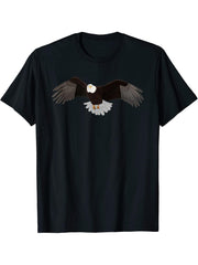 Bald Eagle Bird Birdlover Birdwatcher Animal Biologist T-Shirt 180G 100% Cotton Printed Round Neck Short-Sleeve T-Shirt, Gifts for Men Dad Husband Grandpa, S-XXXL, Black