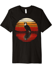 Bald Eagle Bird Sunset Retro Style Safari Vintage 70s Premium T-Shirt 180G 100% Cotton Printed Round Neck Short-Sleeve T-Shirt, Gifts for Men Dad Husband Grandpa, S-XXXL, Black