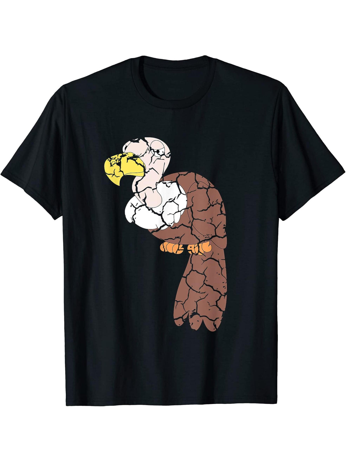 Birds Animal Bald Eagle Distressed T-Shirt 180G 100% Cotton Printed Round Neck Short-Sleeve T-Shirt, Gifts for Men Dad Husband Grandpa, S-XXXL, Black