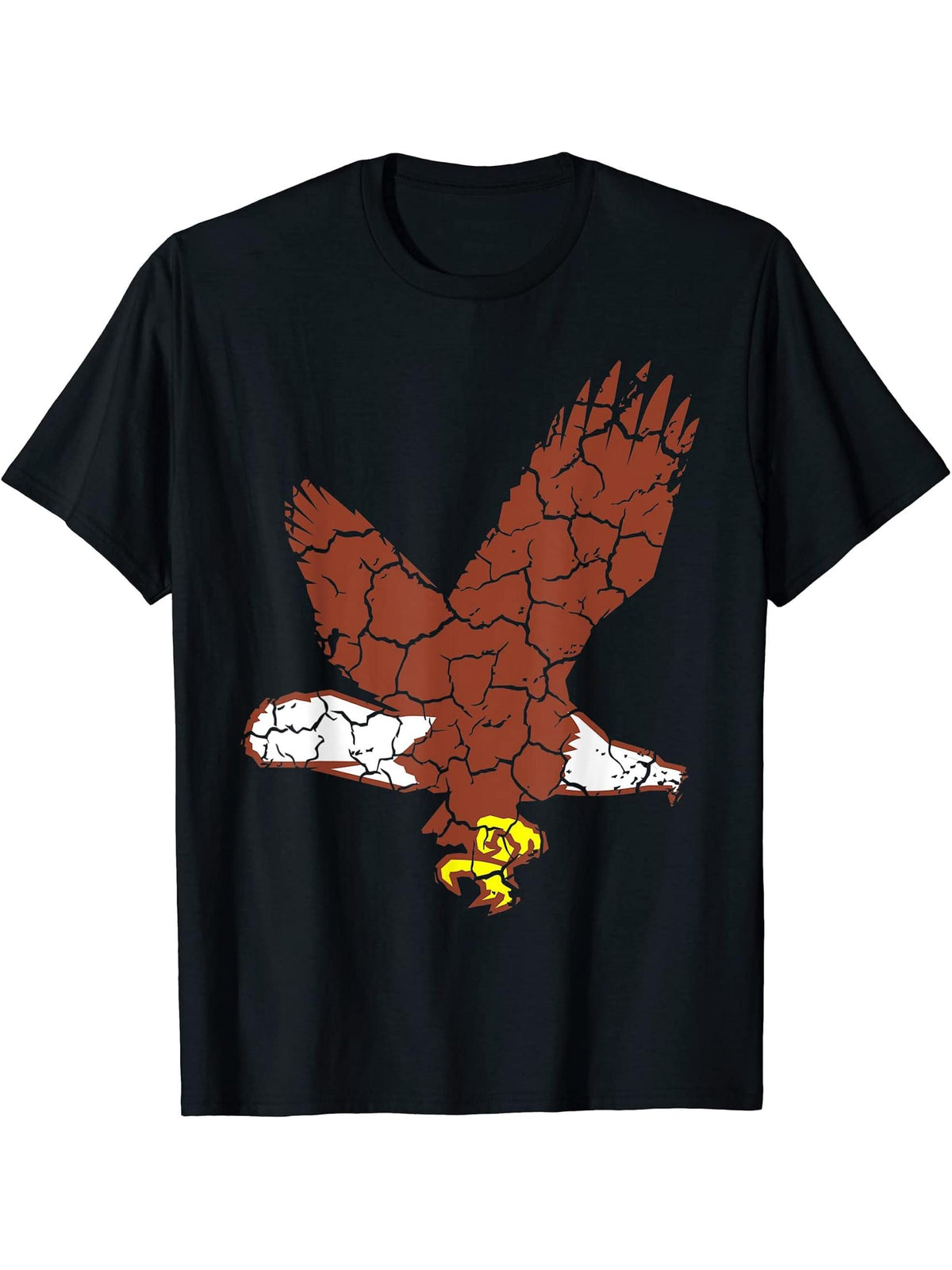 Birds Animal Bald Eagle Distressed T-Shirt 180G 100% Cotton Printed Round Neck Short-Sleeve T-Shirt, Gifts for Men Dad Husband Grandpa, S-XXXL, Black