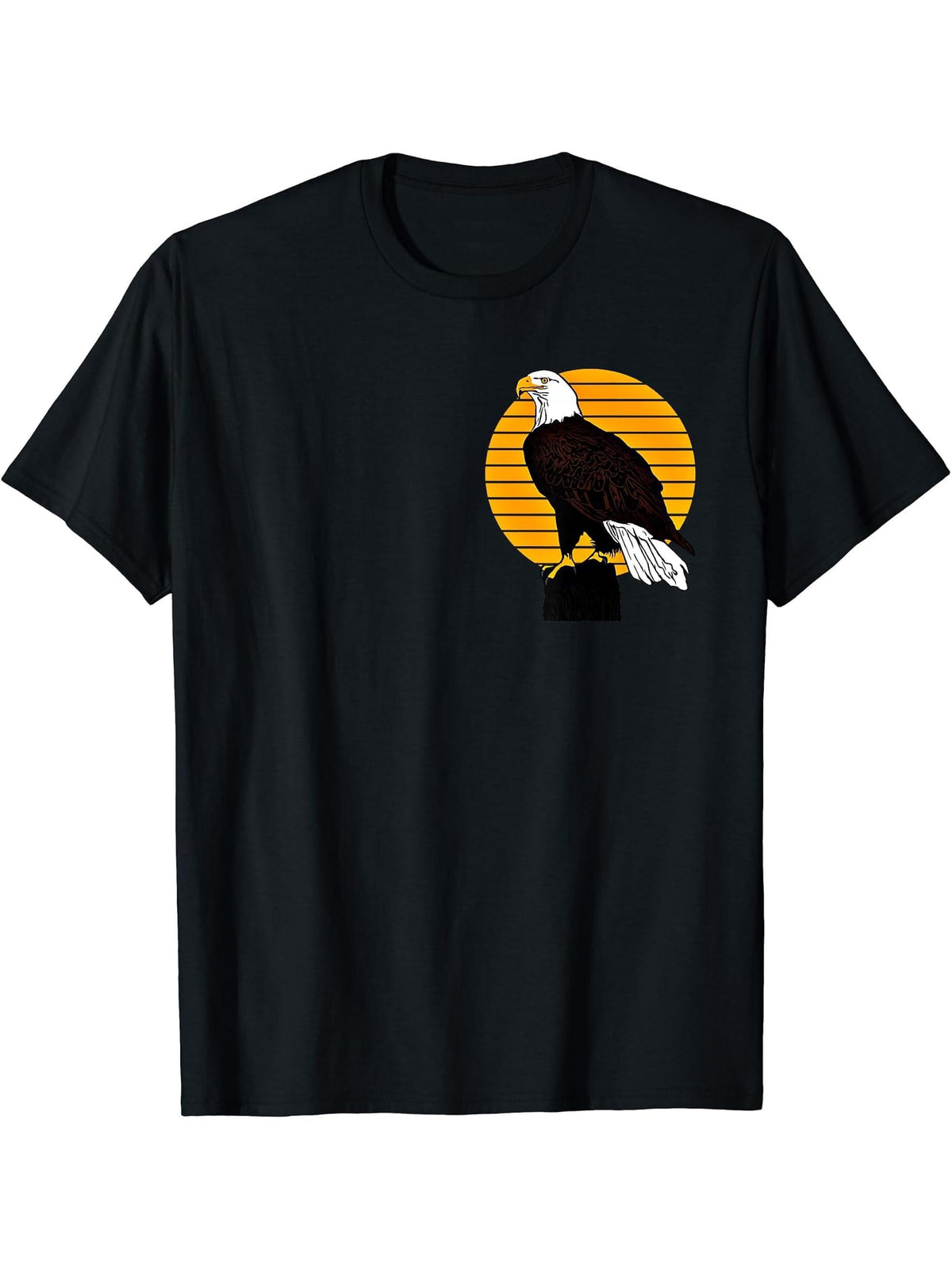 Bald Eagle American National Symbol Animal Patriotic Bird T-Shirt 180G 100% Cotton Printed Round Neck Short-Sleeve T-Shirt, Gifts for Men Dad Husband Grandpa, S-XXXL, Black