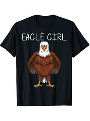 Cool Eagle Design For Girls Mom Bald Eagle Animal Bird Lover T-Shirt 180G 100% Cotton Printed Round Neck Short-Sleeve T-Shirt, Gifts for Men Dad Husband Grandpa, S-XXXL, Black