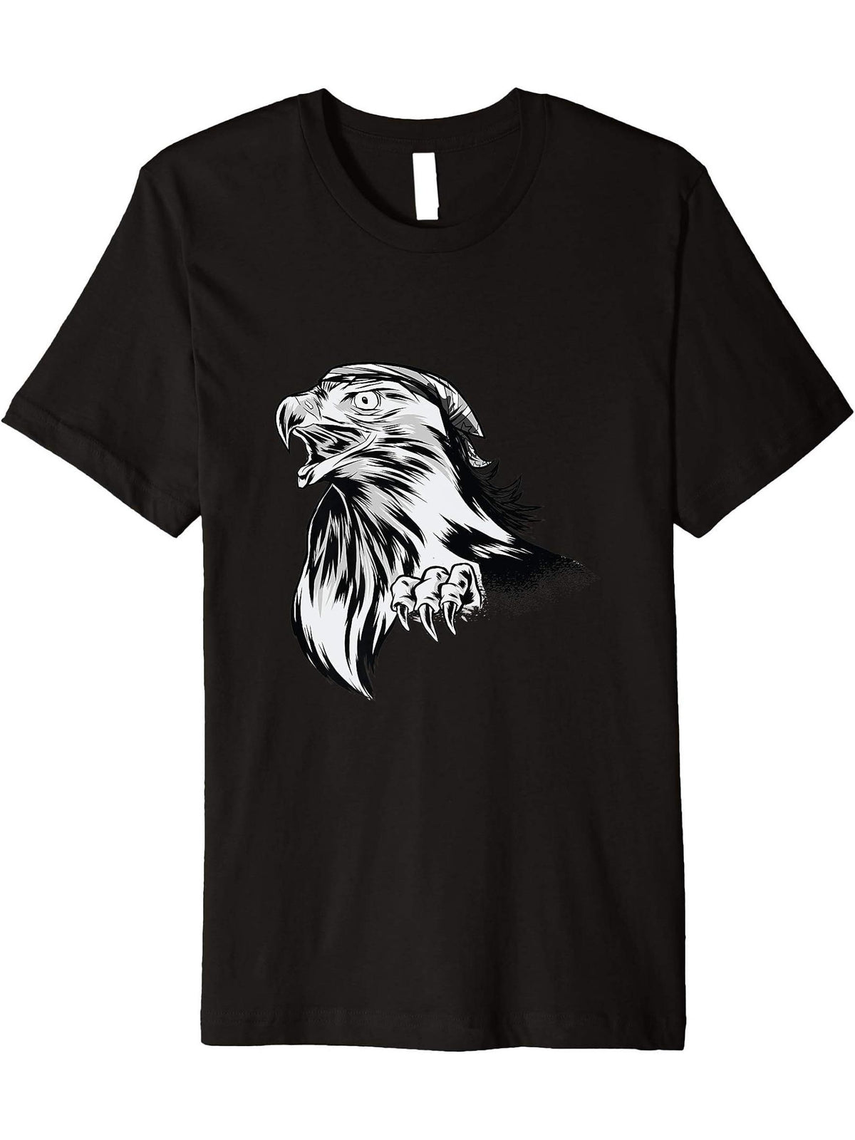 Bald Eagle with a Bandana - USA Independence day Premium T-Shirt 180G 100% Cotton Printed Round Neck Short-Sleeve T-Shirt, Gifts for Men Dad Husband Grandpa, S-XXXL, Black