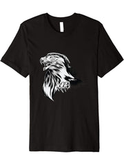 Bald Eagle with a Bandana - USA Independence day Premium T-Shirt 180G 100% Cotton Printed Round Neck Short-Sleeve T-Shirt, Gifts for Men Dad Husband Grandpa, S-XXXL, Black