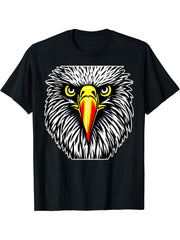 Eagle imprint american bird animal retro art motif bald T-Shirt 180G 100% Cotton Printed Round Neck Short-Sleeve T-Shirt, Gifts for Men Dad Husband Grandpa, S-XXXL, Black
