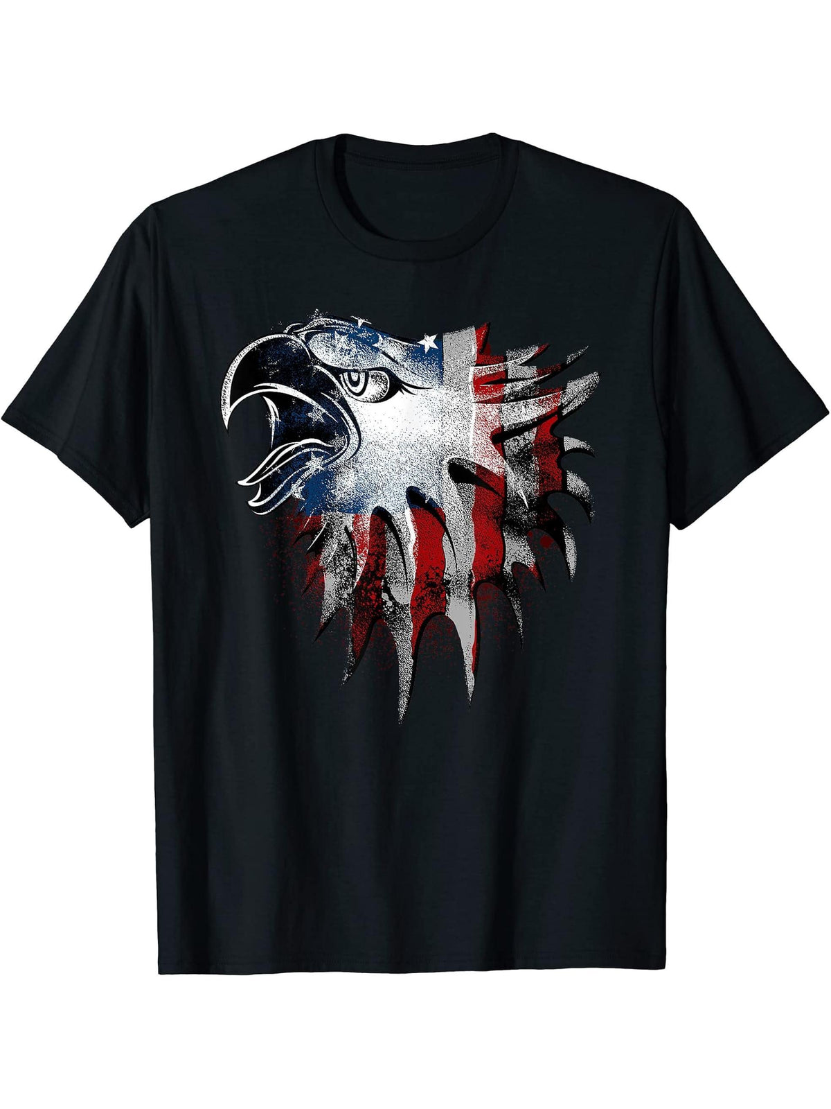 American Flag Bald Eagle Patriotic Vintage Gifts Men Women T-Shirt 180G 100% Cotton Printed Round Neck Short-Sleeve T-Shirt, Gifts for Men Dad Husband Grandpa, S-XXXL, Black