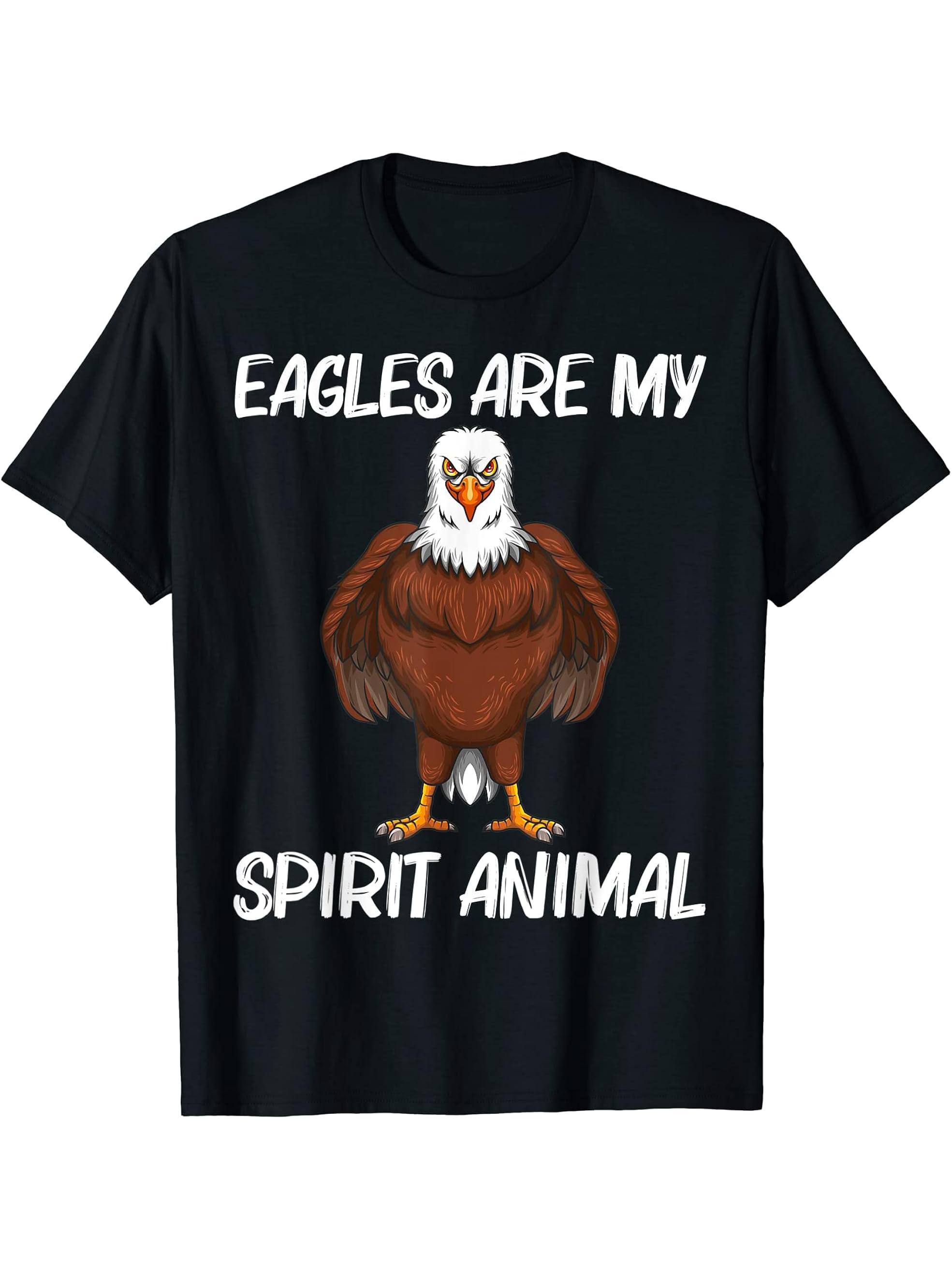 Cool Eagle Design For Men Women Bald Eagle Animal Bird Lover T-Shirt 180G 100% Cotton Printed Round Neck Short-Sleeve T-Shirt, Gifts for Men Dad Husband Grandpa, S-XXXL, Black