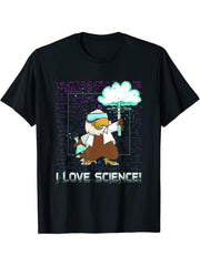 I Love Science Nerd Geek Chemistry Nerd American Bald Eagle T-Shirt 180G 100% Cotton Printed Round Neck Short-Sleeve T-Shirt, Gifts for Men Dad Husband Grandpa, S-XXXL, Black