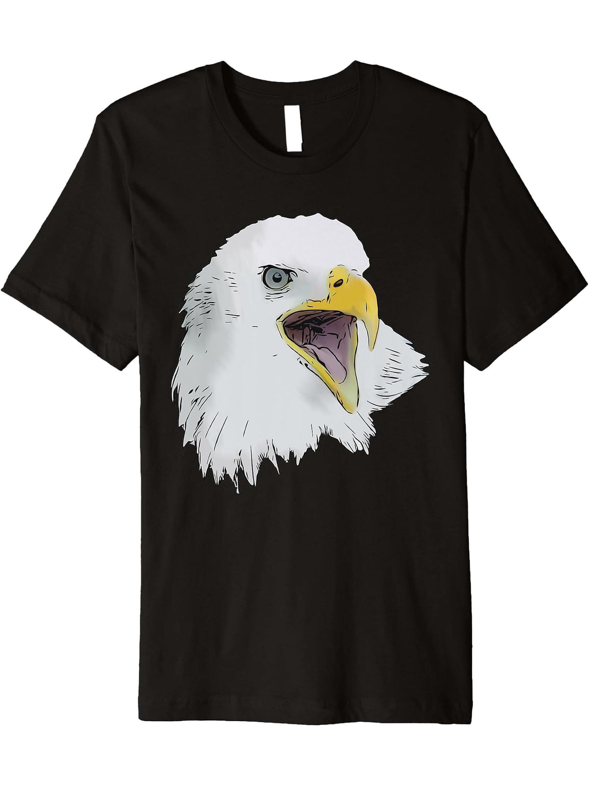 Bald Eagle Head American National Animal Patriotic Freedom Premium T-Shirt 180G 100% Cotton Printed Round Neck Short-Sleeve T-Shirt, Gifts for Men Dad Husband Grandpa, S-XXXL, Black