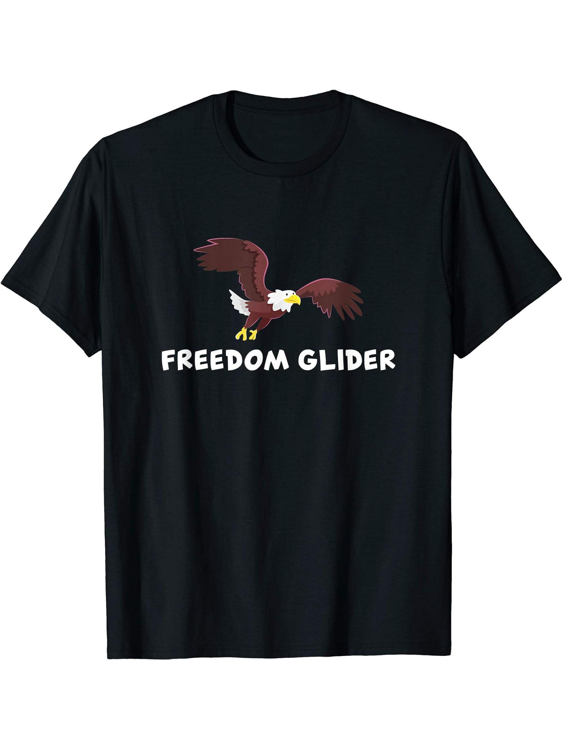 freedom glider bald eagle funny renamed animals meme T-Shirt 180G 100% Cotton Printed Round Neck Short-Sleeve T-Shirt, Gifts for Men Dad Husband Grandpa, S-XXXL, Black