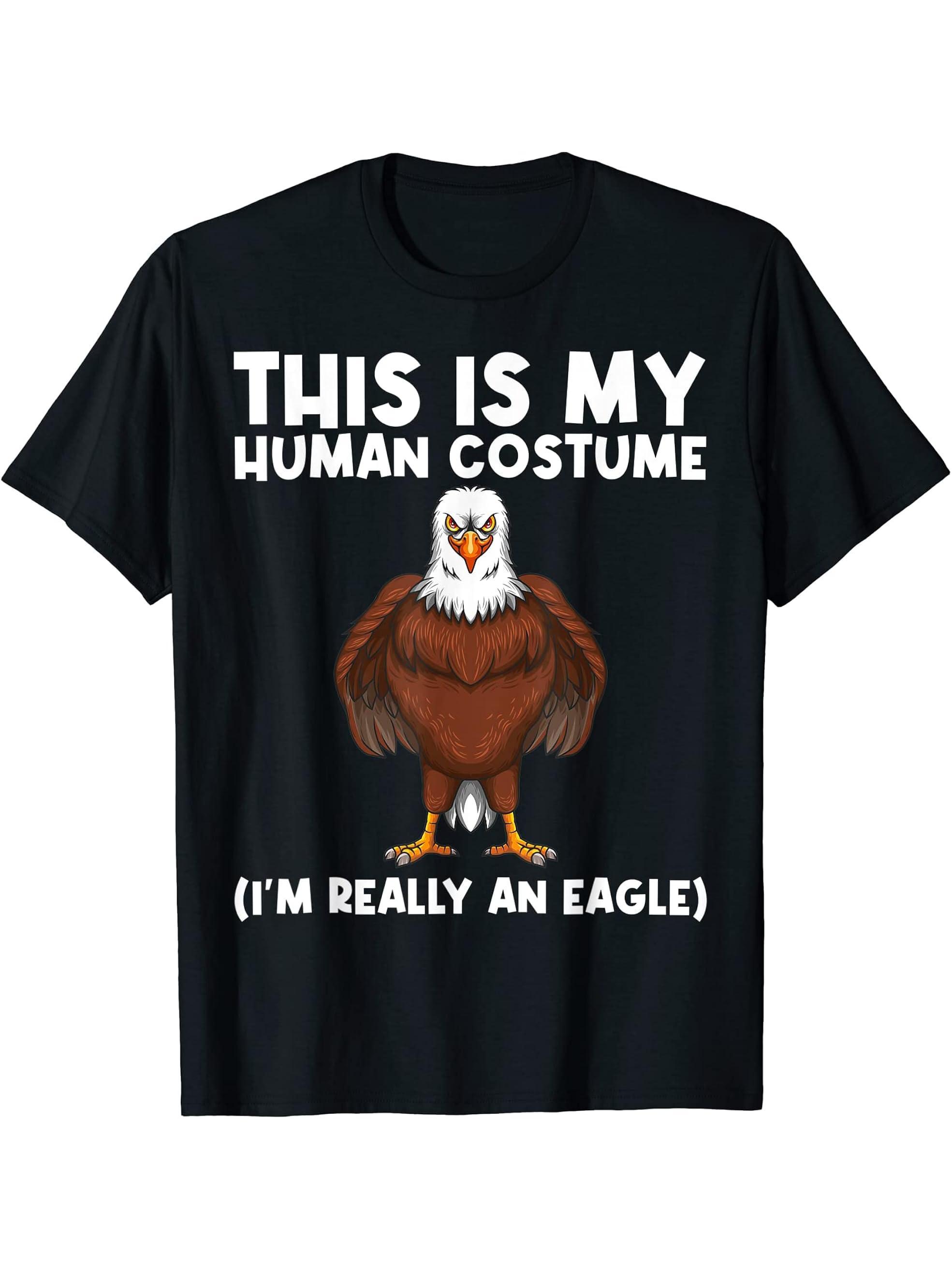 Cool Eagle Design For Men Women Bald Eagle Animal Bird Lover T-Shirt 180G 100% Cotton Printed Round Neck Short-Sleeve T-Shirt, Gifts for Men Dad Husband Grandpa, S-XXXL, Black
