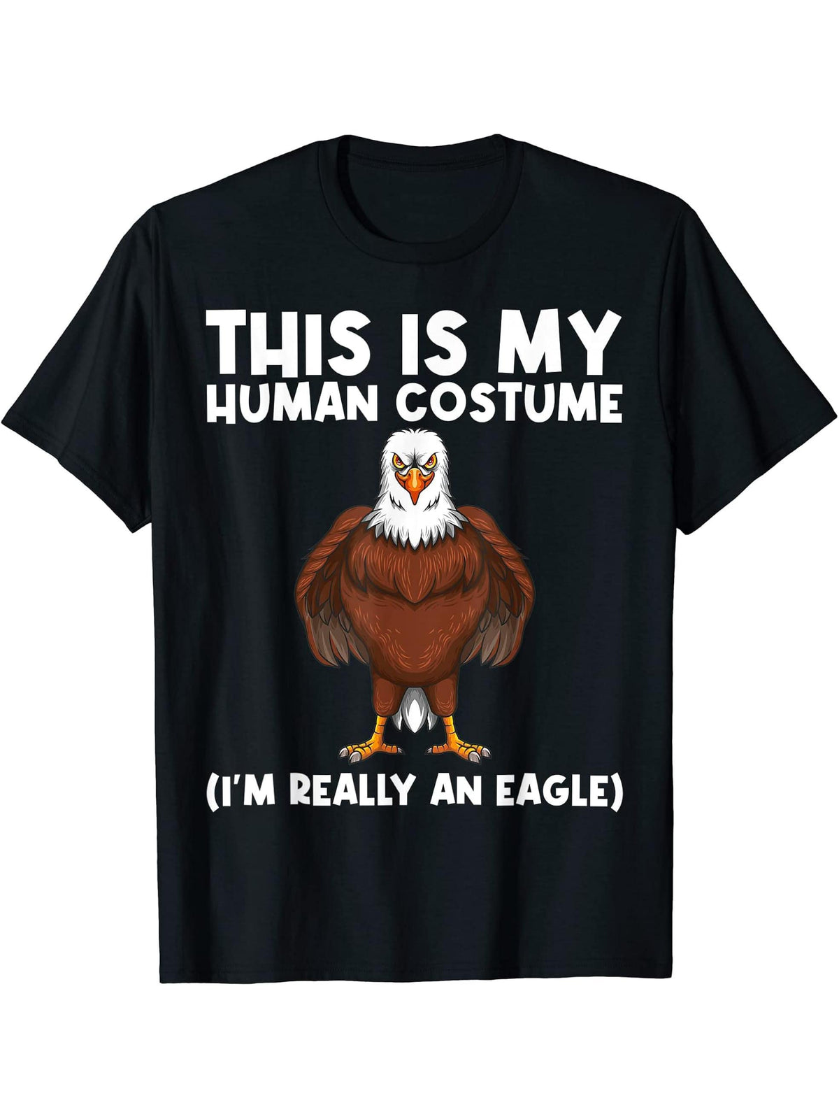 Cool Eagle Design For Men Women Bald Eagle Animal Bird Lover T-Shirt 180G 100% Cotton Printed Round Neck Short-Sleeve T-Shirt, Gifts for Men Dad Husband Grandpa, S-XXXL, Black