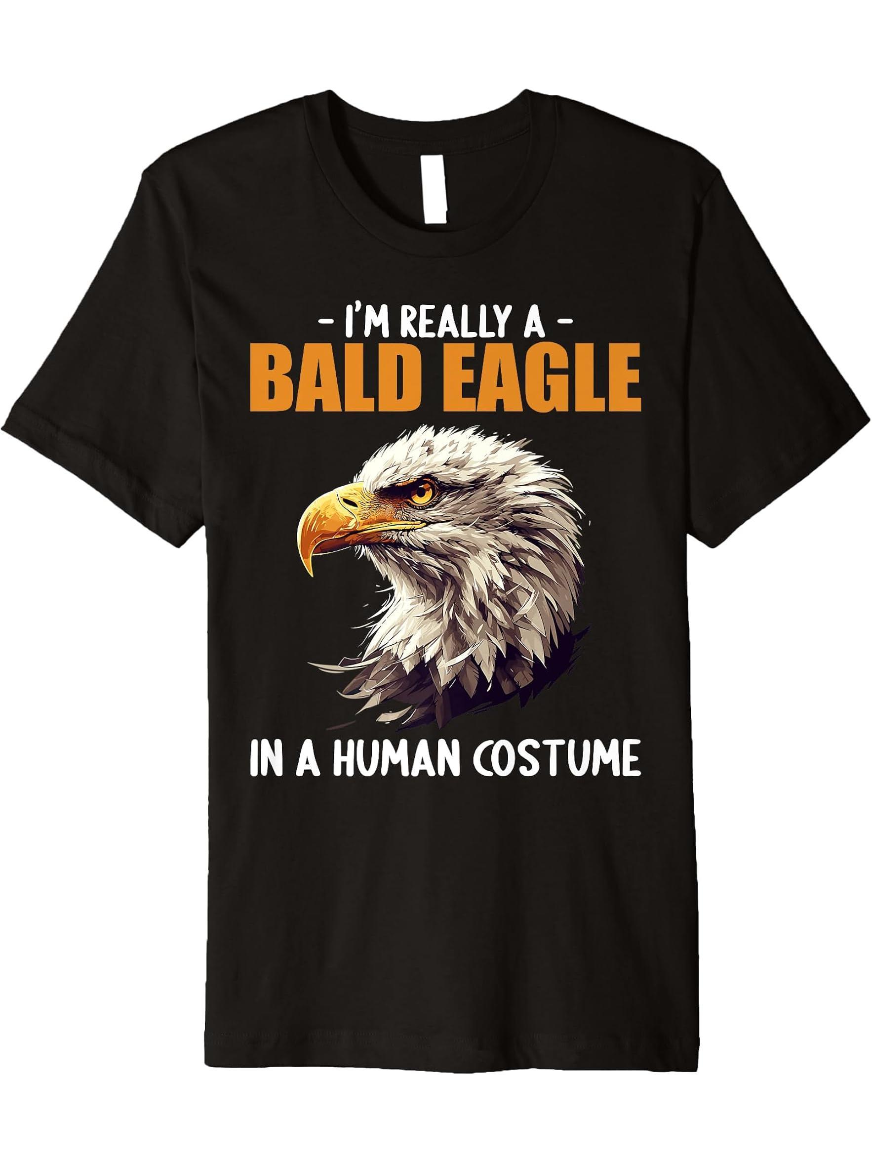 Bald Eagles Bald Eagle Premium T-Shirt 180G 100% Cotton Printed Round Neck Short-Sleeve T-Shirt, Gifts for Men Dad Husband Grandpa, S-XXXL, Black