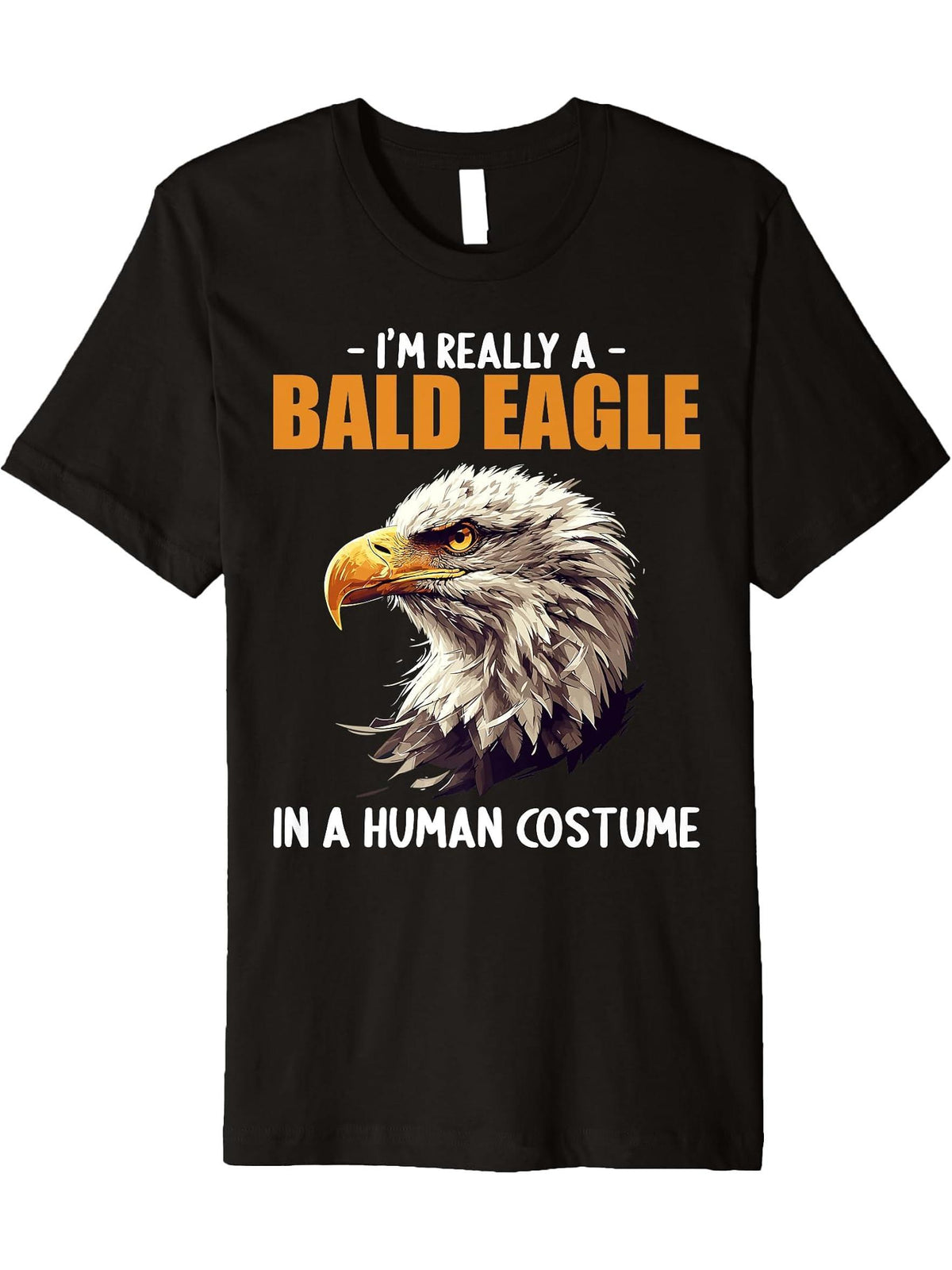 Bald Eagles Bald Eagle Premium T-Shirt 180G 100% Cotton Printed Round Neck Short-Sleeve T-Shirt, Gifts for Men Dad Husband Grandpa, S-XXXL, Black