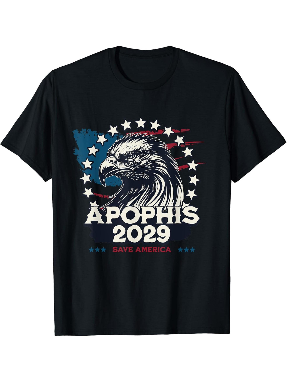 Bald Eagle Asteroid 99942 Apophis 2029 Save America T-Shirt 180G 100% Cotton Printed Round Neck Short-Sleeve T-Shirt, Gifts for Men Dad Husband Grandpa, S-XXXL, Black