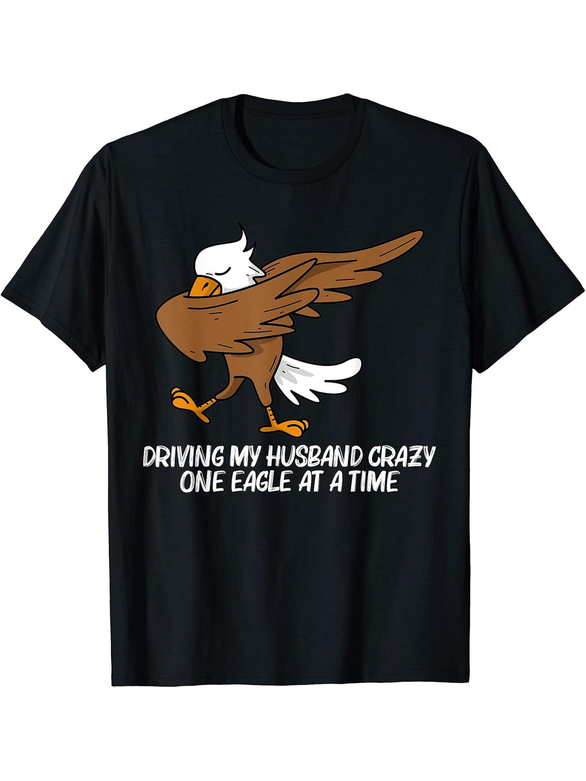 Cool Eagle For Women Mom Dabbing Bald Flying Animal T-Shirt 180G 100% Cotton Printed Round Neck Short-Sleeve T-Shirt, Gifts for Men Dad Husband Grandpa, S-XXXL, Black